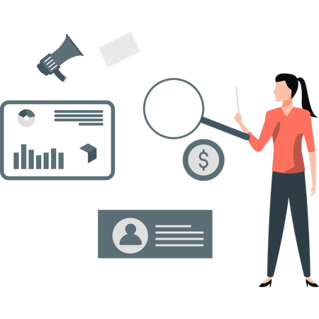 Employee doing marketing of business investment  Illustration