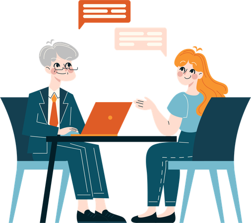 Employee doing meeting with businessman  Illustration