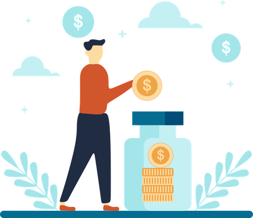 Employee doing Mindful Money Spending  Illustration