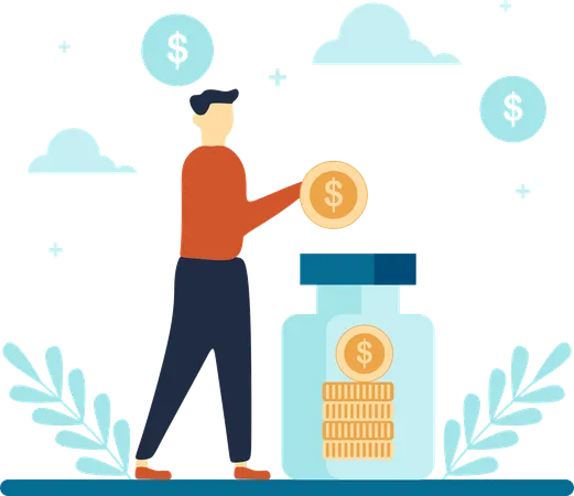 Employee doing Mindful Money Spending  Illustration