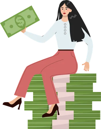 Employee doing money management  Illustration
