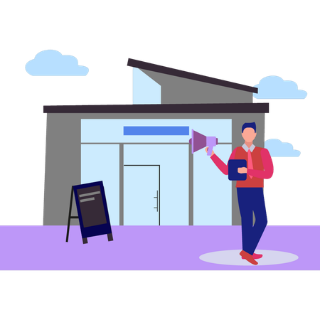 Employee doing office marketing  Illustration