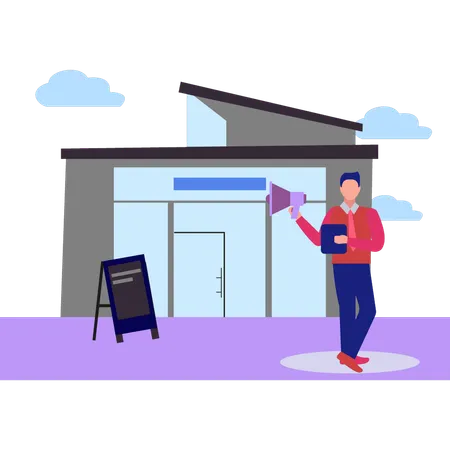 Employee doing office marketing  Illustration