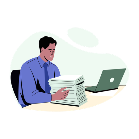 Employee doing Office work  Illustration