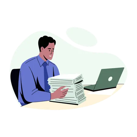 Employee doing Office work  Illustration