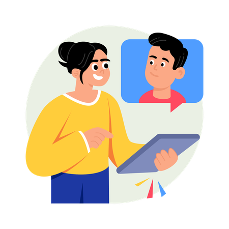 Employee doing online Communication  Illustration
