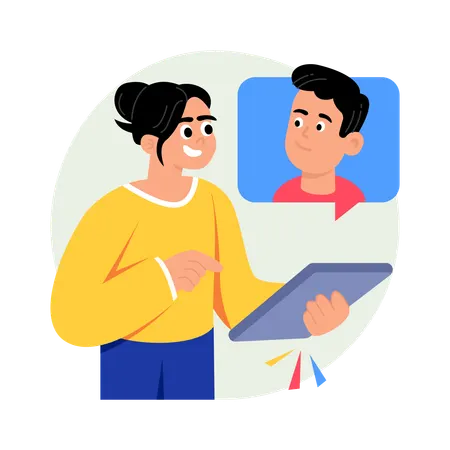Employee doing online Communication  Illustration