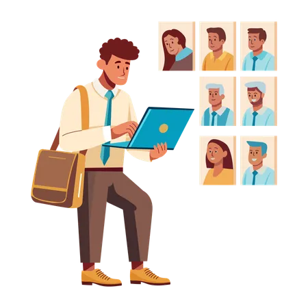 Employee doing online Job Hunting  Illustration