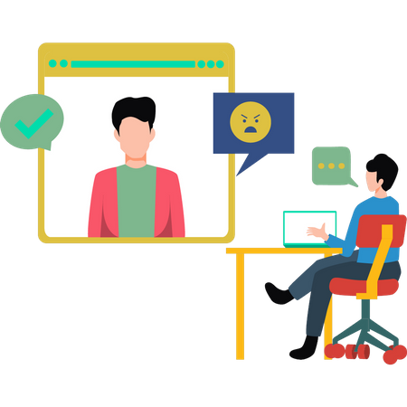 Employee doing online meeting  Illustration