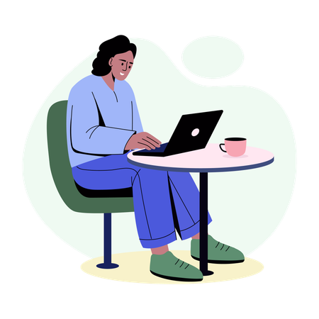 Employee doing Online work  Illustration