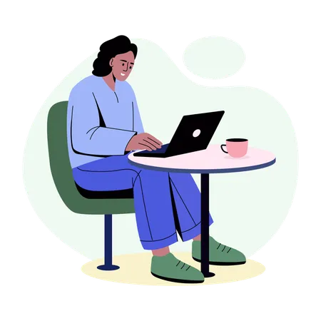 Employee doing Online work  Illustration