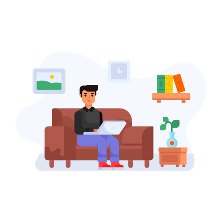 Employee doing online work  イラスト