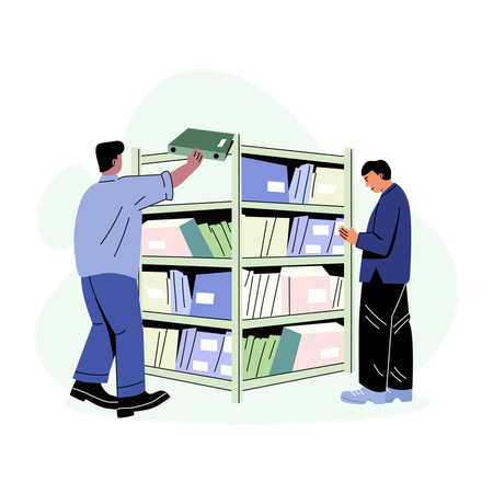 Employee doing Organizing shelves  Illustration