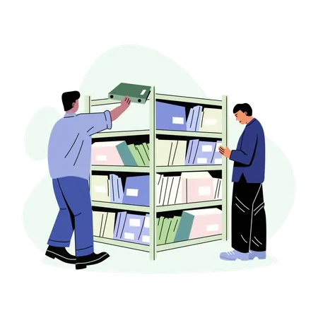 Employee doing Organizing shelves  Illustration