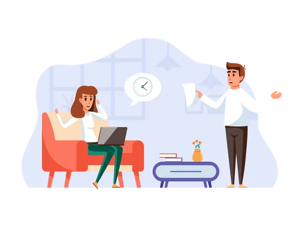 Employee doing overtime in office  Illustration