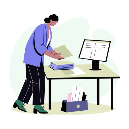Employee doing Paperwork  Illustration