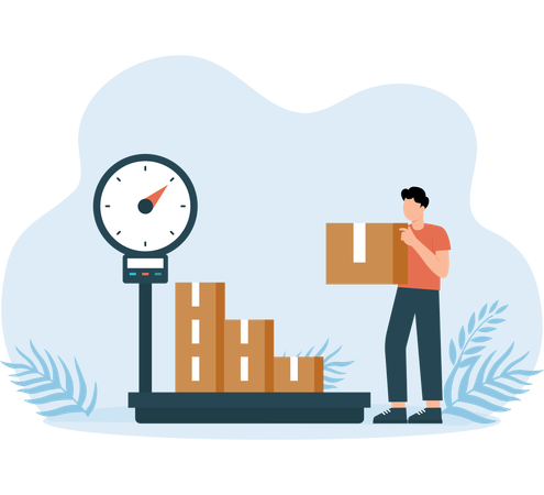 Employee doing Parcel Weight  Illustration