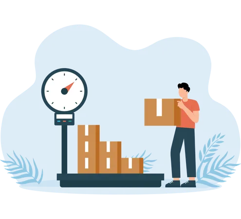 Employee doing Parcel Weight  Illustration