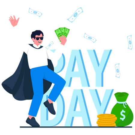Employee doing Payday Celebration  Illustration