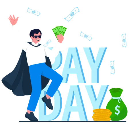 Employee doing Payday Celebration  Illustration