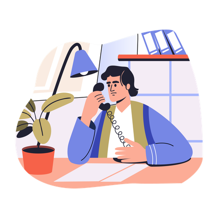 Employee doing phone call  Illustration