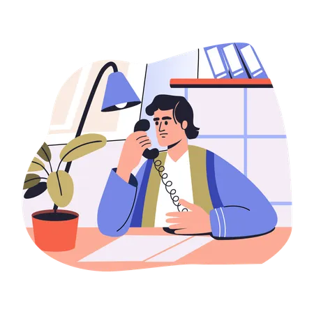 Employee doing phone call  Illustration