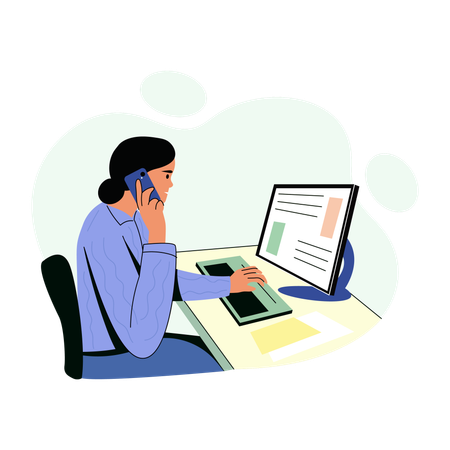 Employee doing Phone call  Illustration
