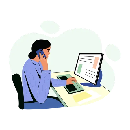 Employee doing Phone call  Illustration