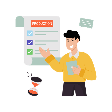 Employee doing Production Planning  Illustration