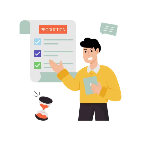 Employee doing Production Planning  Illustration