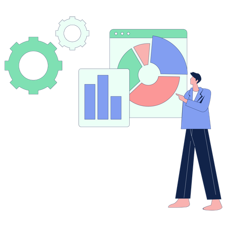 Employee doing Project Development Analysis  Illustration