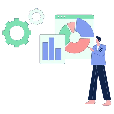 Employee doing Project Development Analysis  Illustration