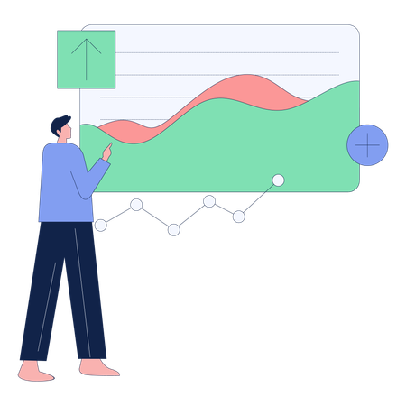 Employee doing Project Development data research  Illustration