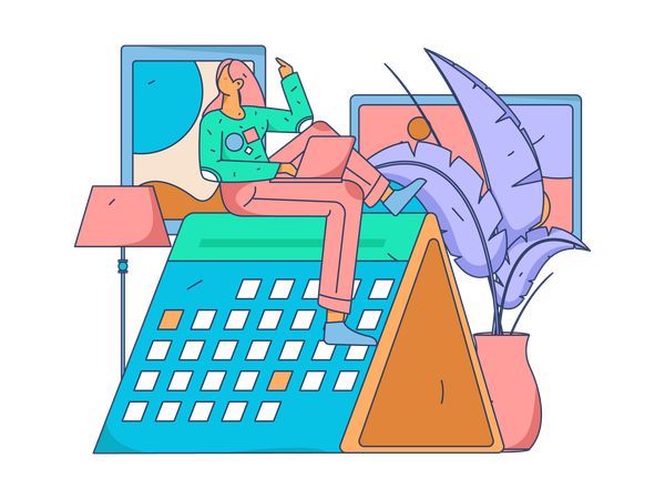 Employee doing remote work  Illustration