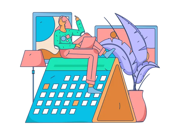 Employee doing remote work  Illustration
