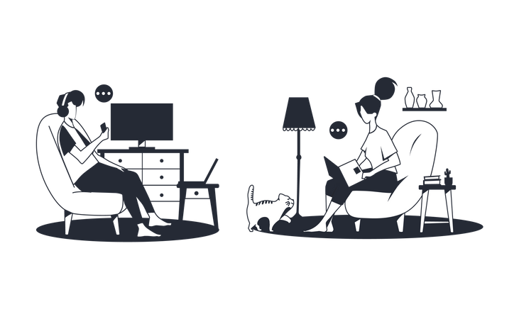 Employee doing Remote Work  Illustration