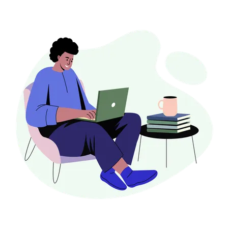 Employee doing Remote work  Illustration