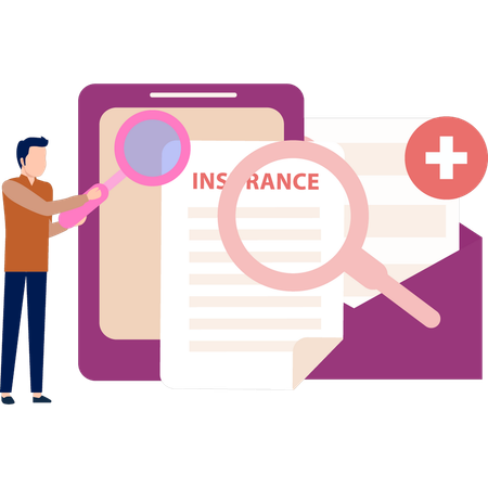 Employee doing research about insurance policy  Illustration