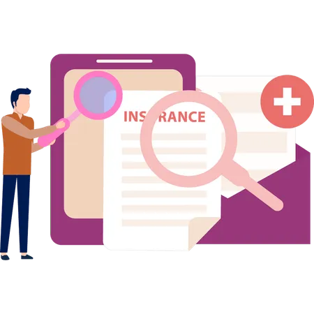 Employee doing research about insurance policy  Illustration