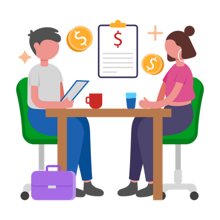 Employee doing Salary Negotiation  Illustration