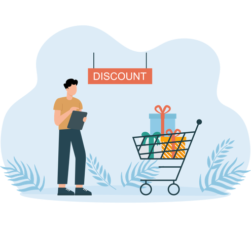 Employee doing sale shopping  Illustration