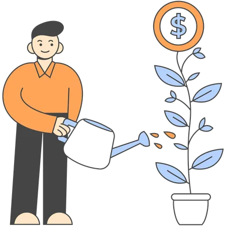 Employee doing savings management  Illustration