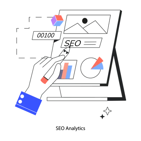 Employee Doing Seo Analytics  Illustration