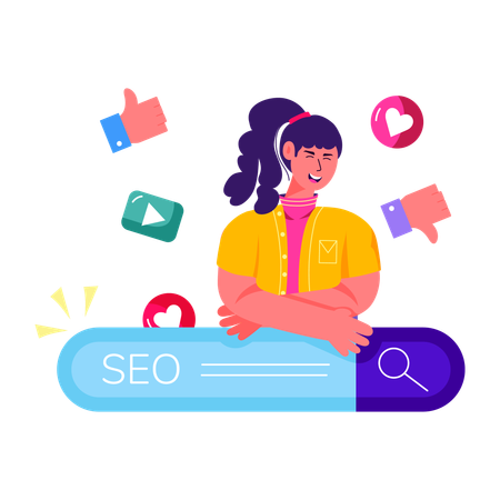 Employee doing SEO marketing  Illustration