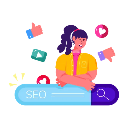 Employee doing SEO marketing  Illustration