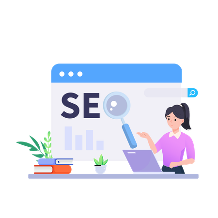 Employee Doing Seo Research  Illustration