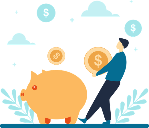 Employee doing Smart Saving Money  Illustration