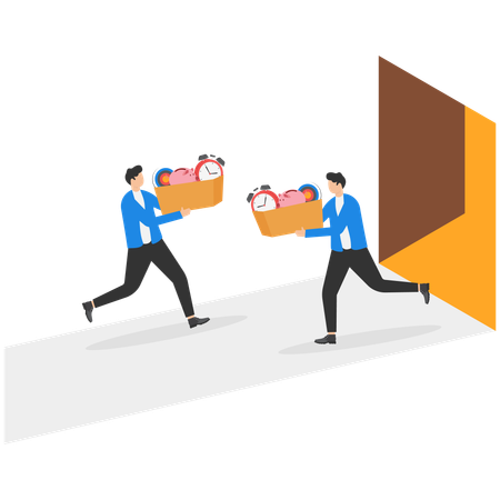 Employee doing staff rotation at work  Illustration