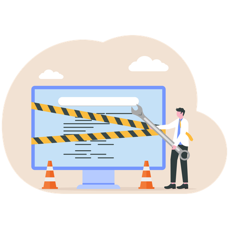 Employee doing system installation  Illustration