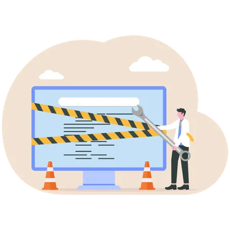 Employee doing system installation  Illustration